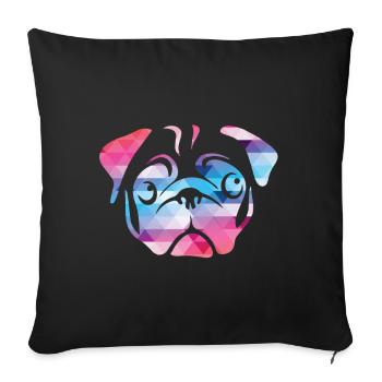 T-shirt à motif de carlin, tête de cyclomoteur de couleur géométrique - Housse de coussin décorative 45 x 45 cm - noir - Devant