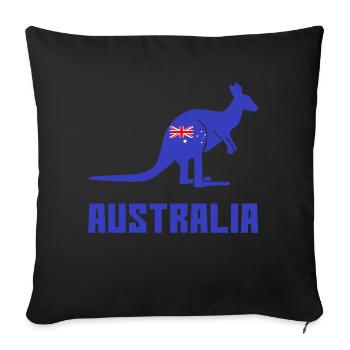 Kangourou avec drapeau australien - Housse de coussin décorative 45 x 45 cm - noir - Devant