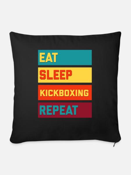 Eat Sleep Kickboxing Repeat Vintage Edition - Sofakissenbezug 45 x 45 cm - Schwarz