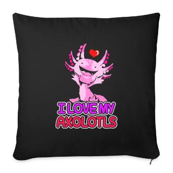 Axolotl Reptile Salamandre Aquarium Kawaii Lurch - Housse de coussin décorative 45 x 45 cm - noir - Devant