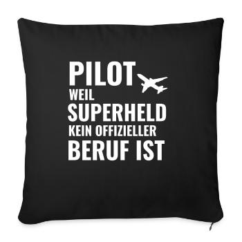 Avion copilote commandant de bord - Housse de coussin décorative 45 x 45 cm - noir - Devant