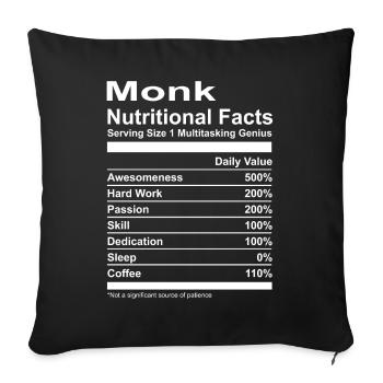 Monk Nutritional Facts T-Shirt - Sofakissenbezug 45 x 45 cm - Schwarz - Vorne