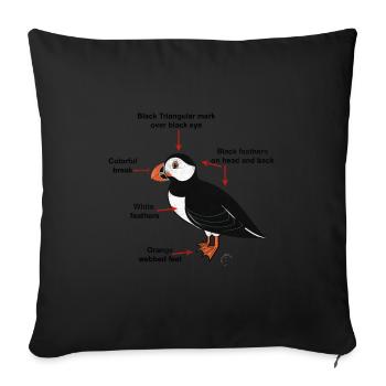 Puffin Island Parrot Diver Bird North Gift - Sofa pillowcase 17,3'' x 17,3'' (45 x 45 cm) - black - Front