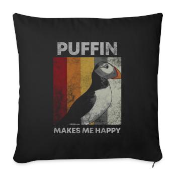 Puffin Island Parrot Diver Bird North Gift - Sofa pillowcase 17,3'' x 17,3'' (45 x 45 cm) - black - Front