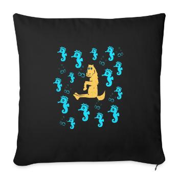 Seepferd - Sofakissenbezug 45 x 45 cm - Schwarz - Vorne