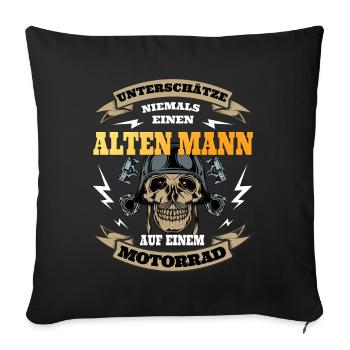 Senior man on motorcycle biker - Sofa pillowcase 17,3'' x 17,3'' (45 x 45 cm) - black - Front