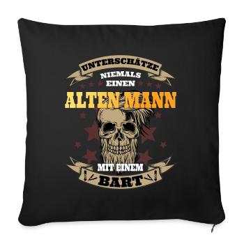 Vieil homme à la barbe - Housse de coussin décorative 45 x 45 cm - noir - Devant