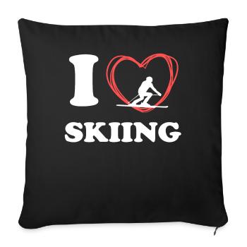 Skiing Tshirt For Women - Sofakissenbezug 45 x 45 cm - Schwarz - Vorne