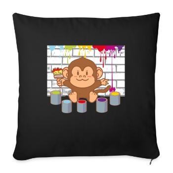 Little Monkey Painting Artist Colorful Kids Baby - Sofa pillowcase 17,3'' x 17,3'' (45 x 45 cm) - black - Front