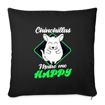 Chinchilla Cadeau Amérique du Sud Rongeur Pet - Housse de coussin décorative 45 x 45 cm - noir - Devant