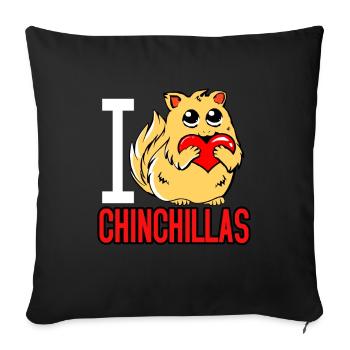 Chinchilla Cadeau Amérique du Sud Rongeur Pet - Housse de coussin décorative 45 x 45 cm - noir - Devant