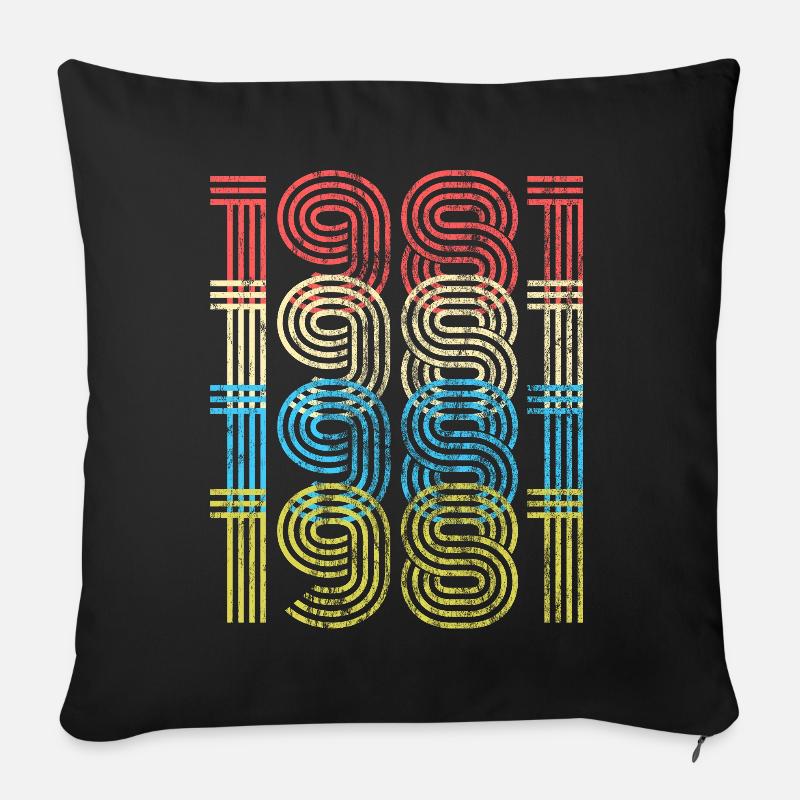1981 Geburtsjahr- Retro Vintage Look Geburtstag - Sofakissenbezug 45 x 45 cm - Schwarz
