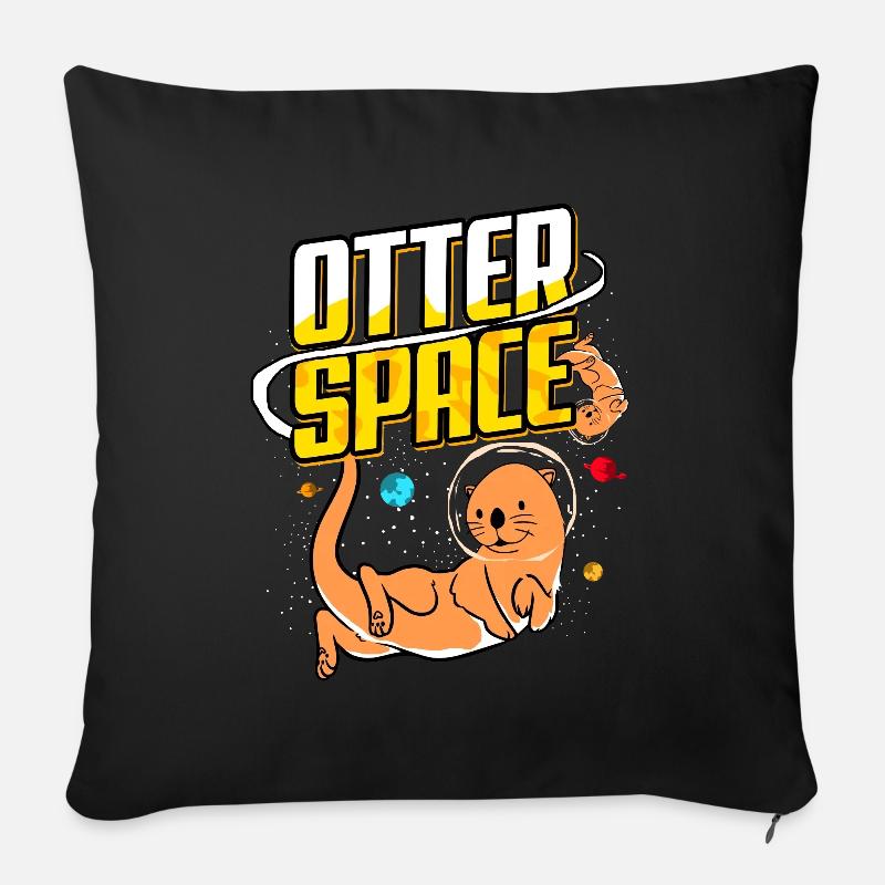 Otter Furet Marder Eau Loutre de mer Castor Doux - Housse de coussin décorative 45 x 45 cm - noir