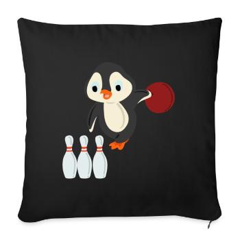 Bowling penguin - Sofa pillowcase 17,3'' x 17,3'' (45 x 45 cm) - black - Front