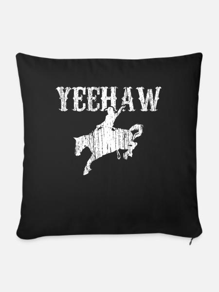 Pferd Rding Yeehaw - Sofakissenbezug 45 x 45 cm - Schwarz