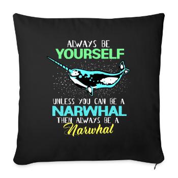 Narwhal Gift Unicorn Kawaii Whales Diving - Sofa pillowcase 17,3'' x 17,3'' (45 x 45 cm) - black - Front