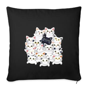 Cats in the pile - Sofa pillowcase 17,3'' x 17,3'' (45 x 45 cm) - black - Front