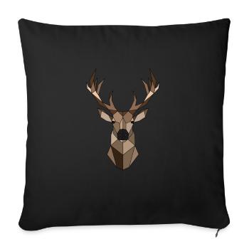 Cadeau animal de cerf géométrique - Housse de coussin décorative 45 x 45 cm - noir - Devant