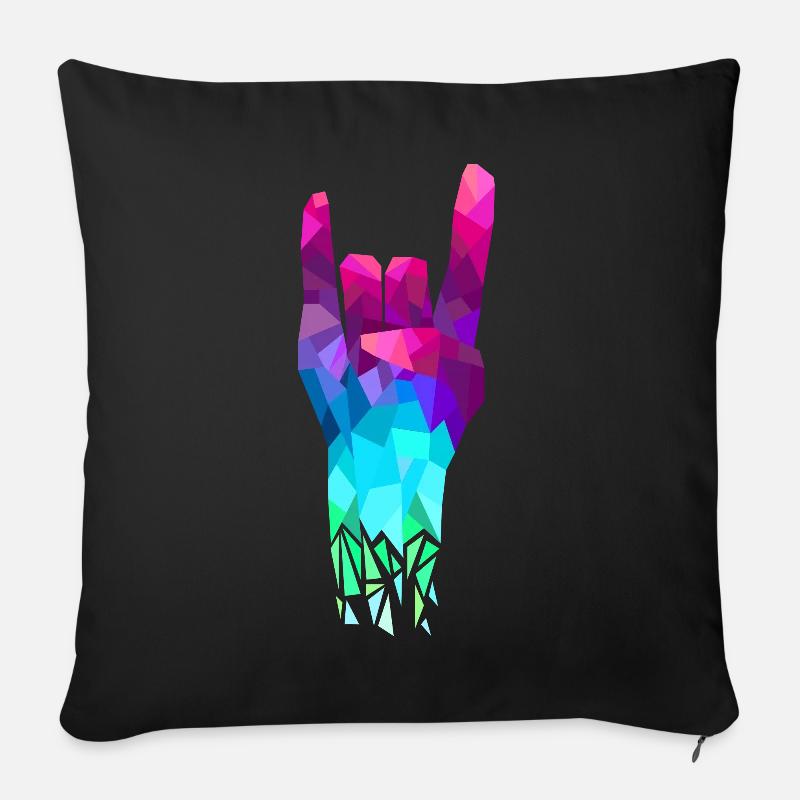 Geometric Rock Hand Handzeichen Rock n Roll - Sofakissenbezug 45 x 45 cm - Schwarz