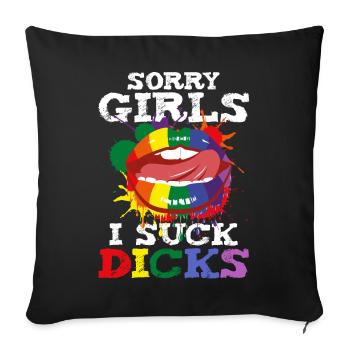 Gay Gay Sort Homo I Suck Dicks Provokant Bouche - Housse de coussin décorative 45 x 45 cm - noir - Devant