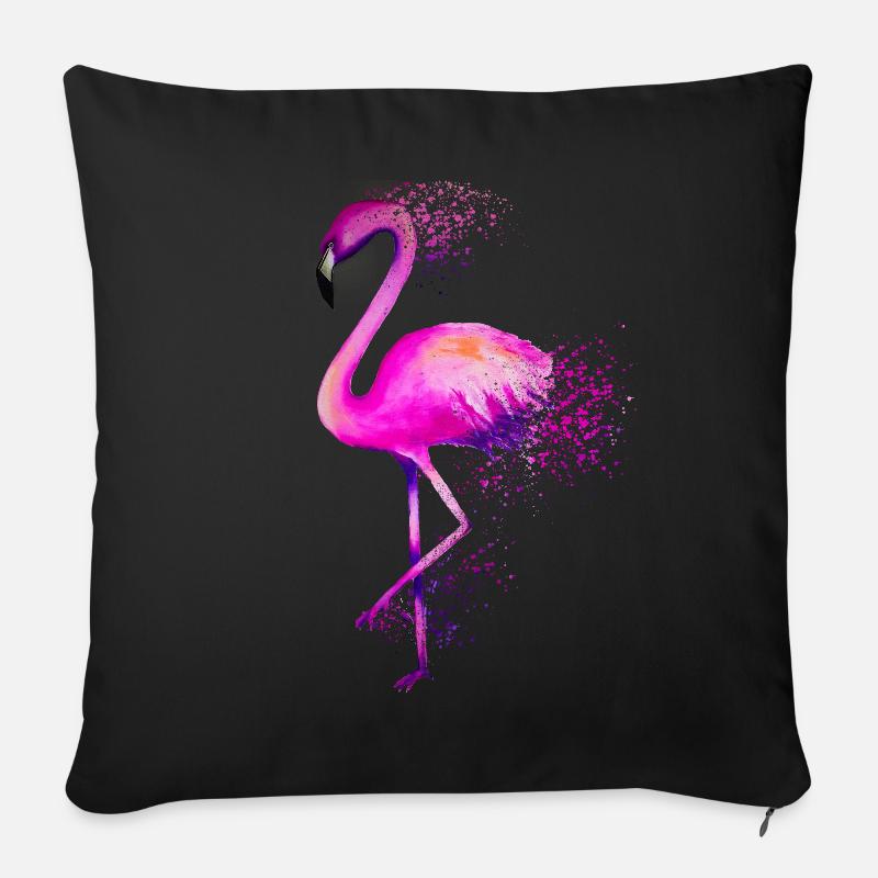 Flamingo Vogel rosa colorful bird bunt Geschenk - Sofakissenbezug 45 x 45 cm - Schwarz