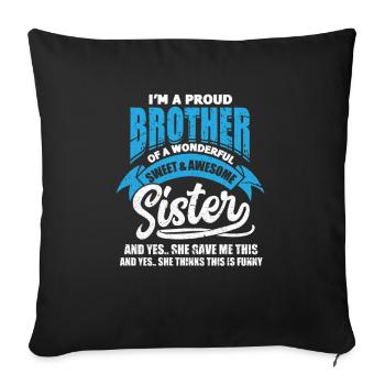 Cadeau de famille frère soeur frères et soeurs - Housse de coussin décorative 45 x 45 cm - noir - Devant