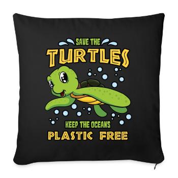 Save the turtles - Sofa pillowcase 17,3'' x 17,3'' (45 x 45 cm) - black - Front