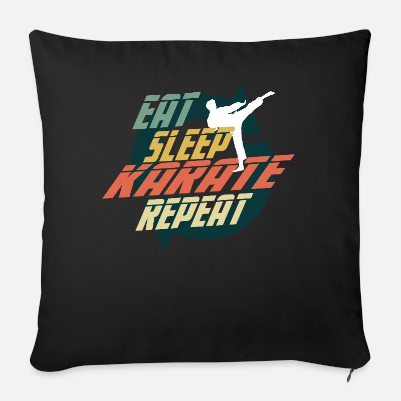EAT SLEEP KARATE REPEAT - Sofakissenbezug 45 x 45 cm - Schwarz