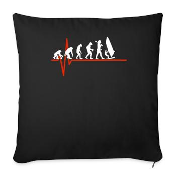 Windsurfing Heartbeat - EVOLUTION OF WINDSURFING - Sofakissenbezug 45 x 45 cm - Schwarz - Vorne