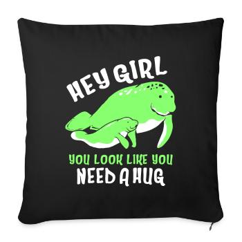 Laque de dugong sanglier Sirenia Manatee - Housse de coussin décorative 45 x 45 cm - noir - Devant