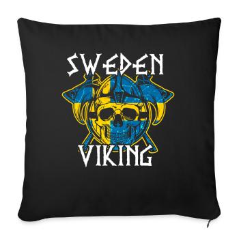 Suède Sverige Viking flag Scandinavie - Housse de coussin décorative 45 x 45 cm - noir - Devant
