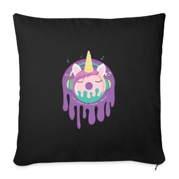 Unicorn Unicorn Donut Music Listen Lists Music - Sofa pillowcase 17,3'' x 17,3'' (45 x 45 cm) - black - Front