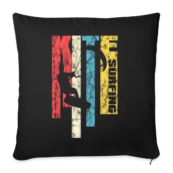 Kite surfing retro washed look surfer watersports - Sofa pillowcase 17,3'' x 17,3'' (45 x 45 cm) - black - Front