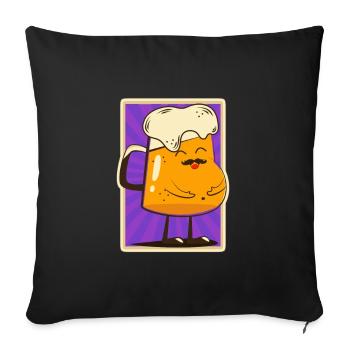 Bière bière bière - Housse de coussin décorative 45 x 45 cm - noir - Devant