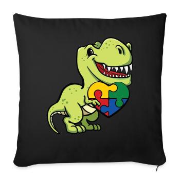 Autism dinosaurs - Sofa pillowcase 17,3'' x 17,3'' (45 x 45 cm) - black - Front