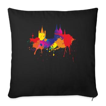 Cologne Skyline Cologne Cathedral Bright Colors Painting - Sofa pillowcase 17,3'' x 17,3'' (45 x 45 cm) - black - Front