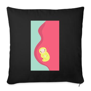 Bébé ventre bébé dans le ventre naissance cadeau enceinte - Housse de coussin décorative 45 x 45 cm - noir - Devant