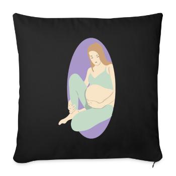 Glücklich Schwanger Babybauch Geburt Baby Geschenk - Sofakissenbezug 45 x 45 cm - Schwarz - Vorne