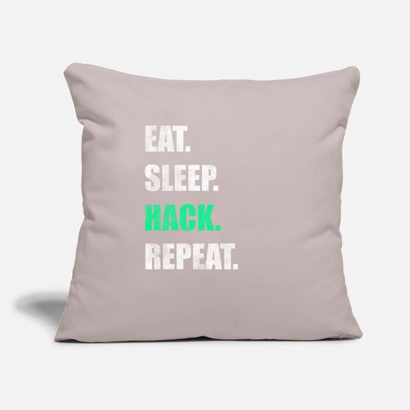 Manger Sleep Hack Répéter Hacker Hacken Housse de coussin décorative 45 x 45 cm
