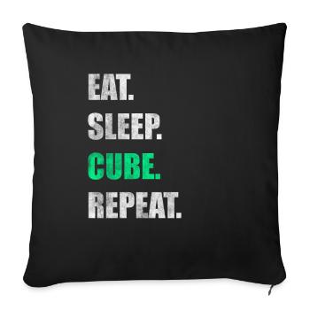 Eat Sleep Cube Repeat - Sofakissenbezug 45 x 45 cm - Schwarz - Vorne