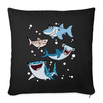 Hammerhai requin blanc requin requin requin - Housse de coussin décorative 45 x 45 cm - noir - Devant