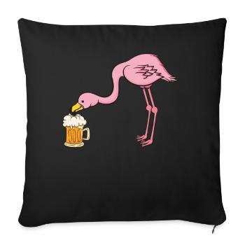 Flamingo Beer - Sofa pillowcase 17,3'' x 17,3'' (45 x 45 cm) - black - Front
