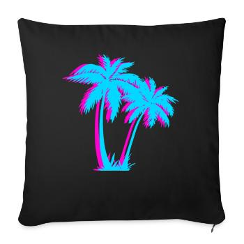 Beach Vaporwave Palm Tree Gift Aesthetic Tropical - Sofa pillowcase 17,3'' x 17,3'' (45 x 45 cm) - black - Front