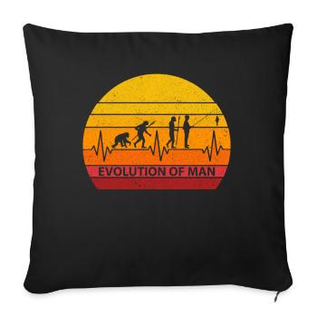 Herzschlag Heartbeat Evolution FIshing Retro - Sofakissenbezug 45 x 45 cm - Schwarz - Vorne