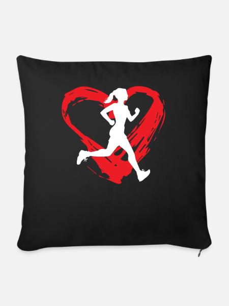 Runner Heart - Sofakissenbezug 45 x 45 cm - Schwarz