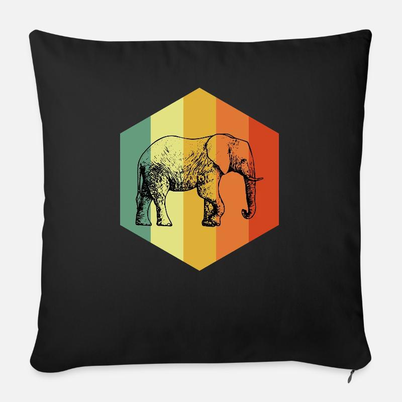 ELEPHANT Vintage Rogue Elephant Tshirt - Sofakissenbezug 45 x 45 cm - Schwarz