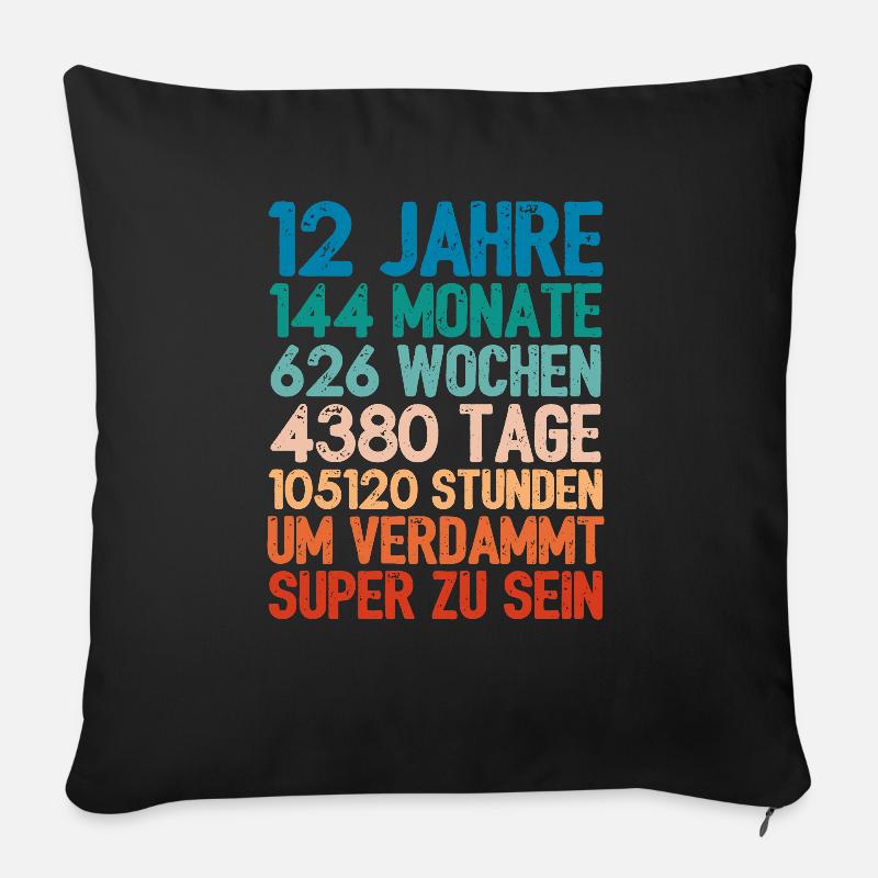 Geburtstagsgeschenk Für 12 Jährige 12. Geburtstag - Sofakissenbezug 45 x 45 cm - Schwarz