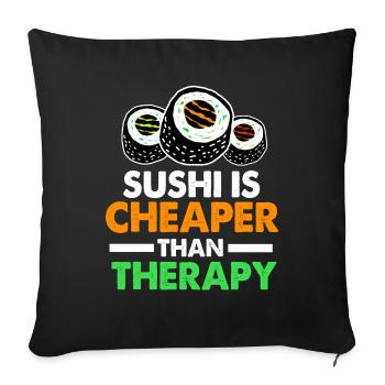 Sushi Go Riz Japon Tokyo Miso Nigiri Maki Udon - Housse de coussin décorative 45 x 45 cm - noir - Devant