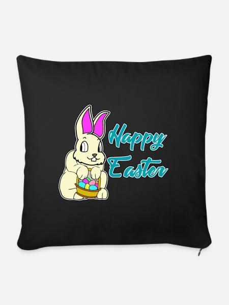 Happy Easter - Frohe Ostern - Sofakissenbezug 45 x 45 cm - Schwarz