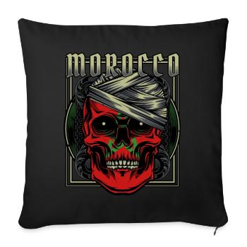 Crâne Marocain Maroc Rabat Cadeau - Housse de coussin décorative 45 x 45 cm - noir - Devant